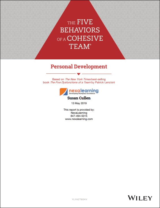 The Five Behaviors® Personal Development Profile (without Everything DiSC®)